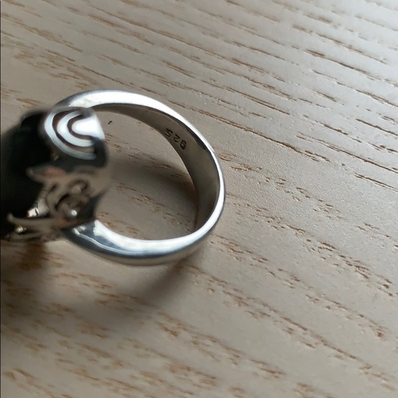 Green amber sterling silver ring - Picture 5 of 5